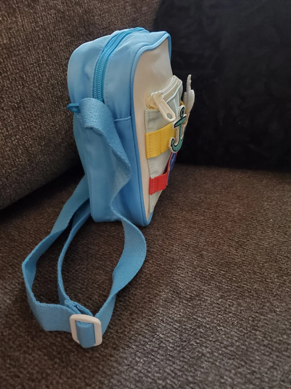 Disney Donald Duck Light Blue Crossbody Bag w/Velcro Patches